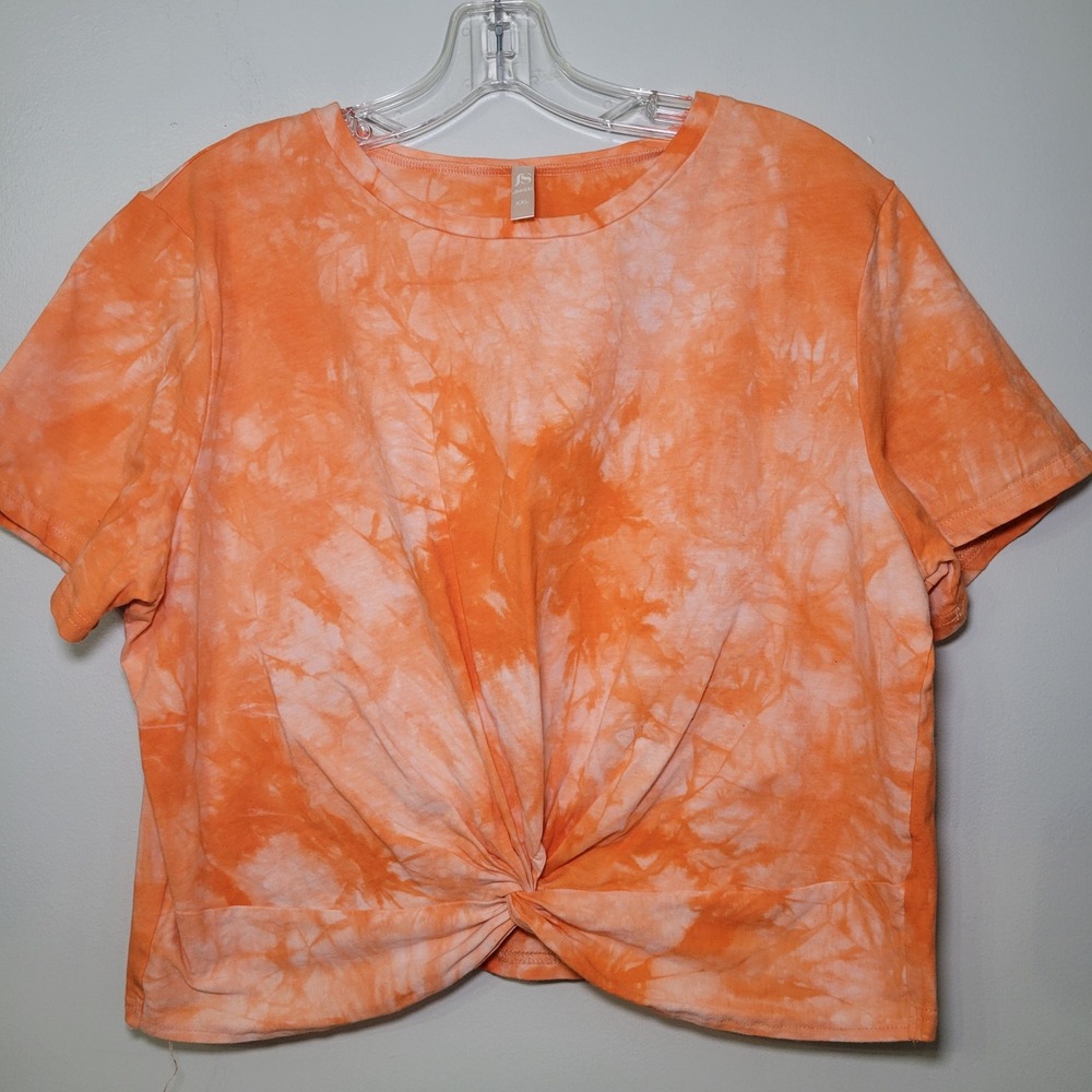 Jinkesi Tie-Dyed Knot Front T-Shirt Orange Woman's‎ XXL